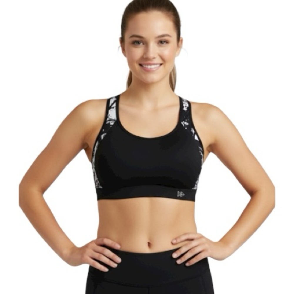 Yvette Bra, Sports Bra, Sz 40D, Geometric, Cut out, Crisscross, Timeless, NWOT